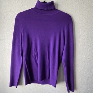 NWT Size 1P Chico's Darcy Turtleneck Sweater Pure Purple Longsleeve Basic Ribbed